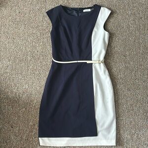 Navy and white Calvin Klein work dress size 8